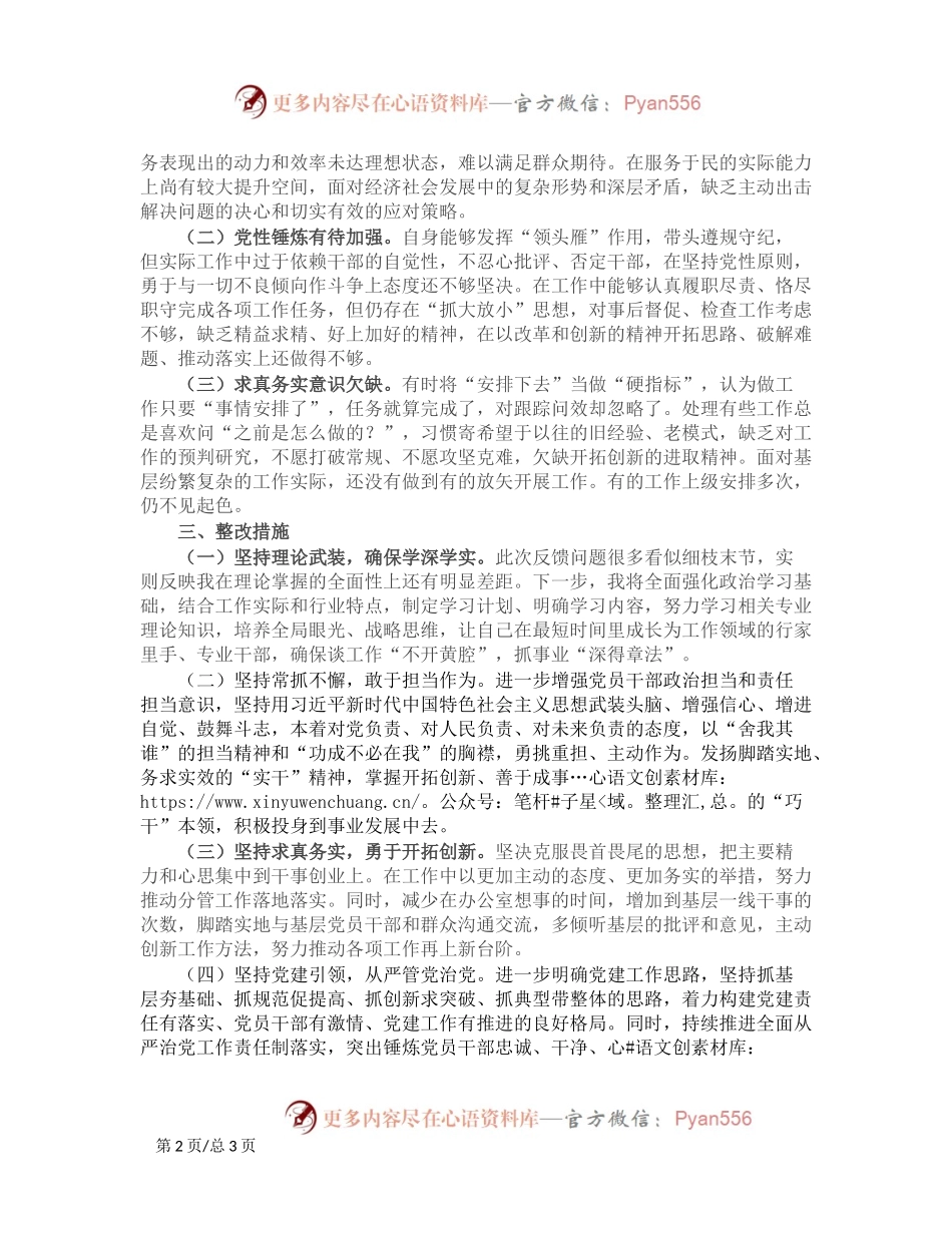 2024年巡察整改专题民主生活会对照检查材料.docx_第2页