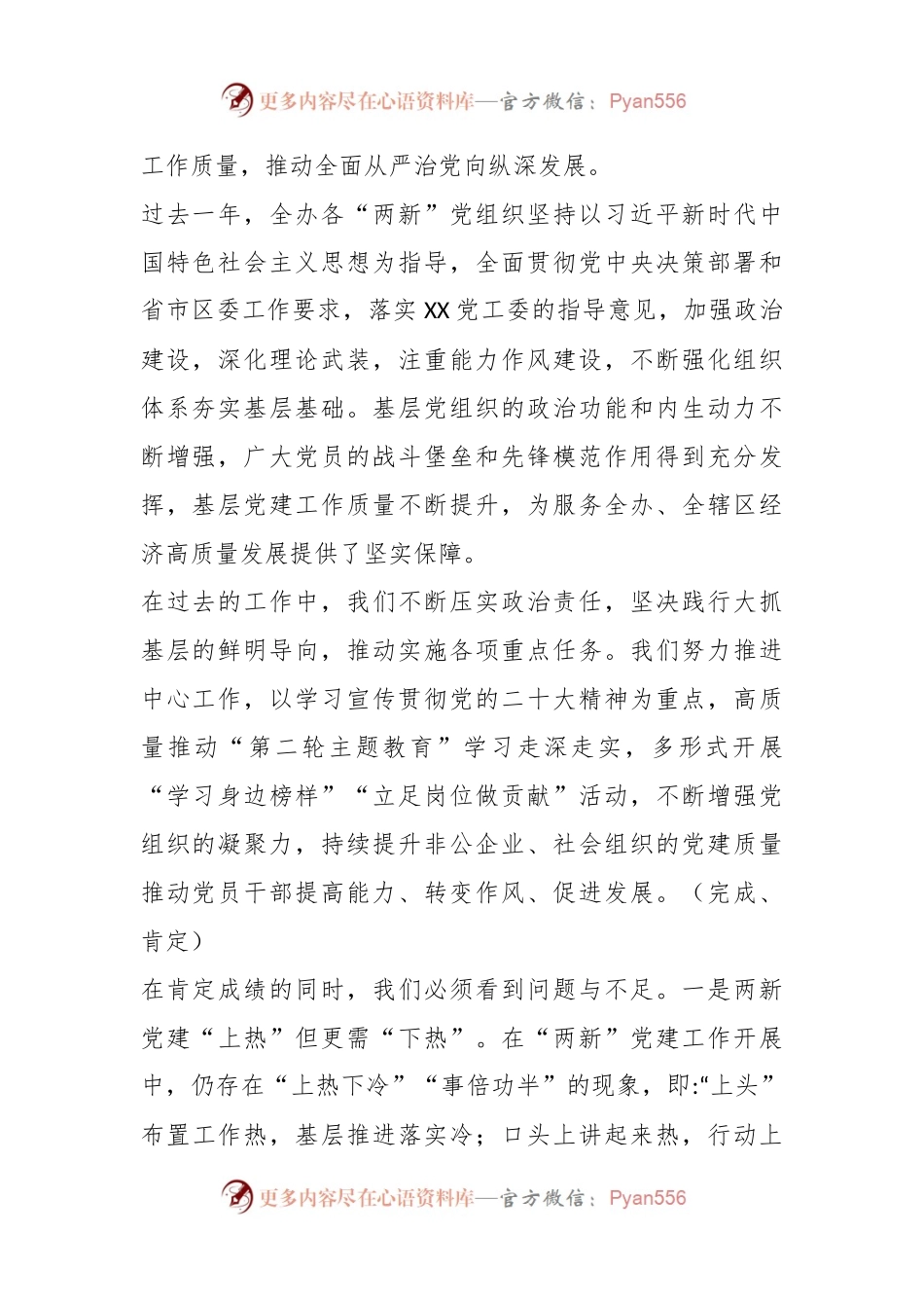 XX党工委2023年度“两新”党组织书记抓党建述职评议会议讲话稿提纲.docx_第2页