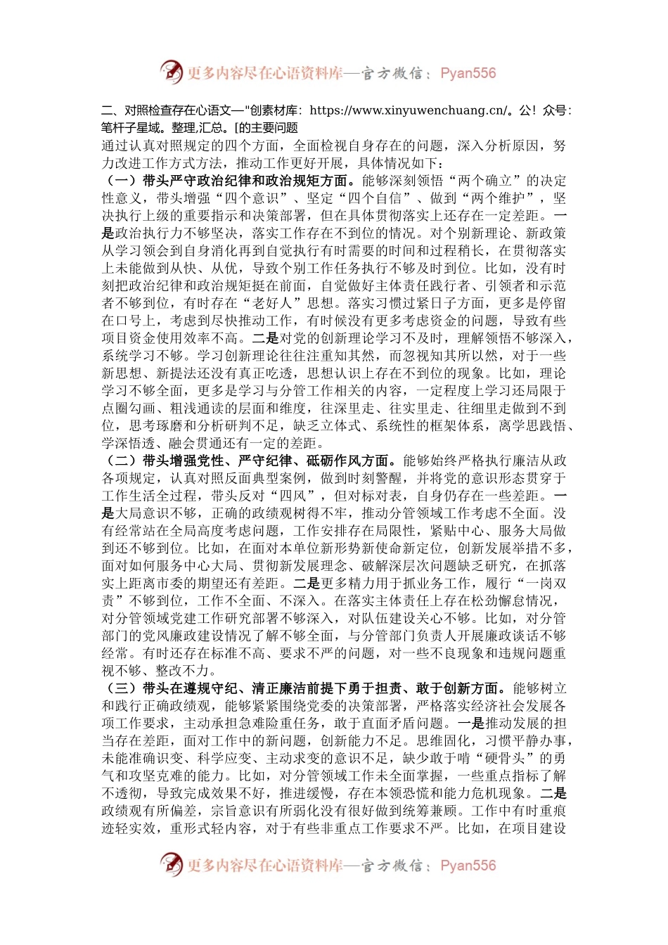 2024年县级领导干部民主生活会个人对照检查发言材料.docx_第2页