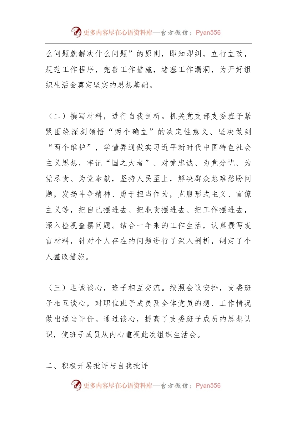 202X年度X区财政局机关党支部组织生活会和开展民主评议党员工作情况报告.docx_第2页