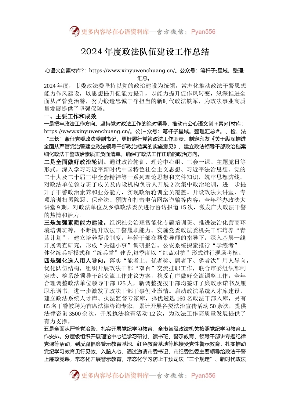2024年度政法队伍建设工作总结.docx_第1页