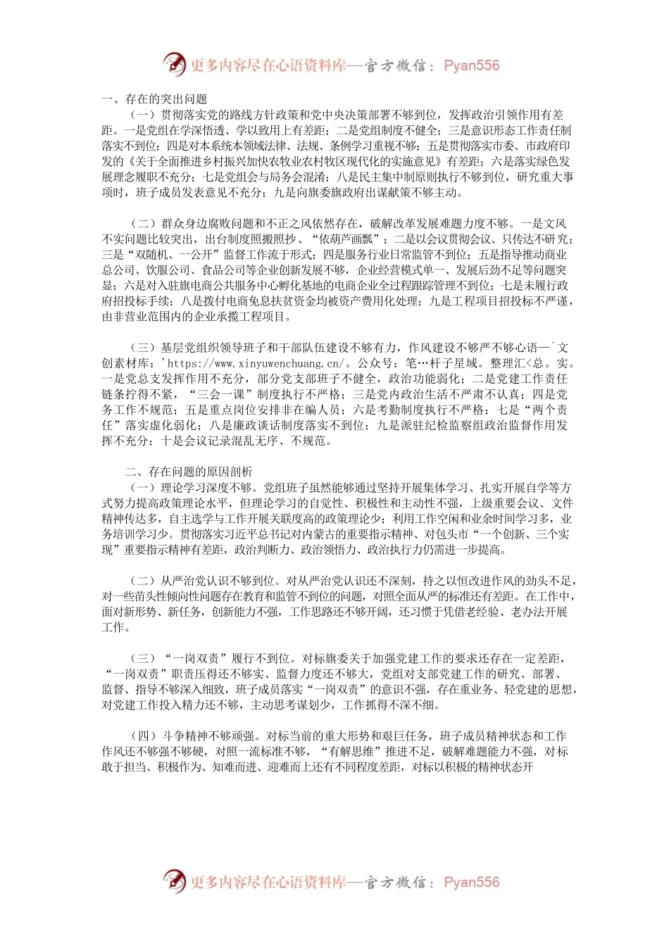 2023年度巡察反馈意见整改专题生活会对照检查材料.docx_第1页