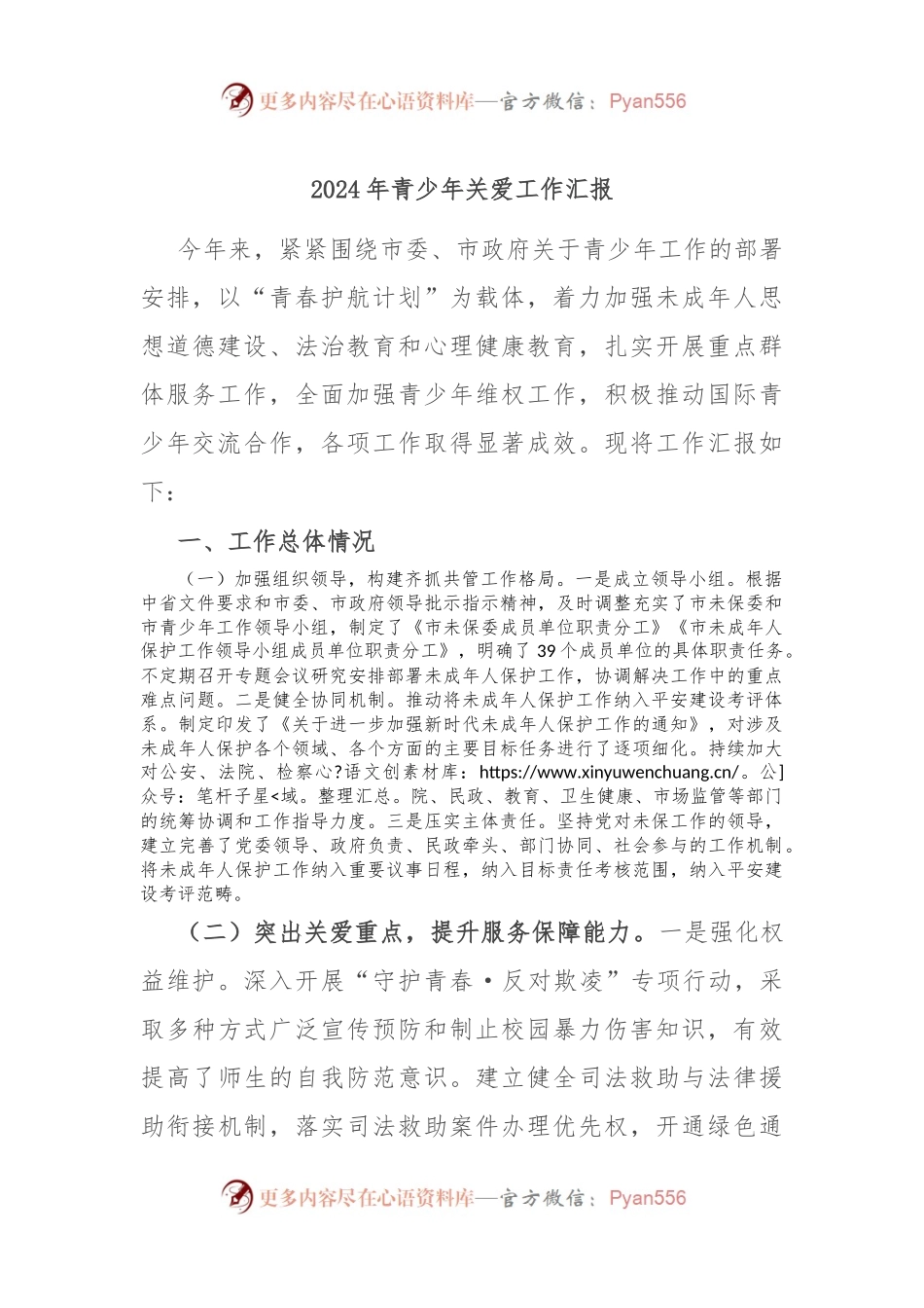 2024年青少年关爱工作汇报.docx_第1页