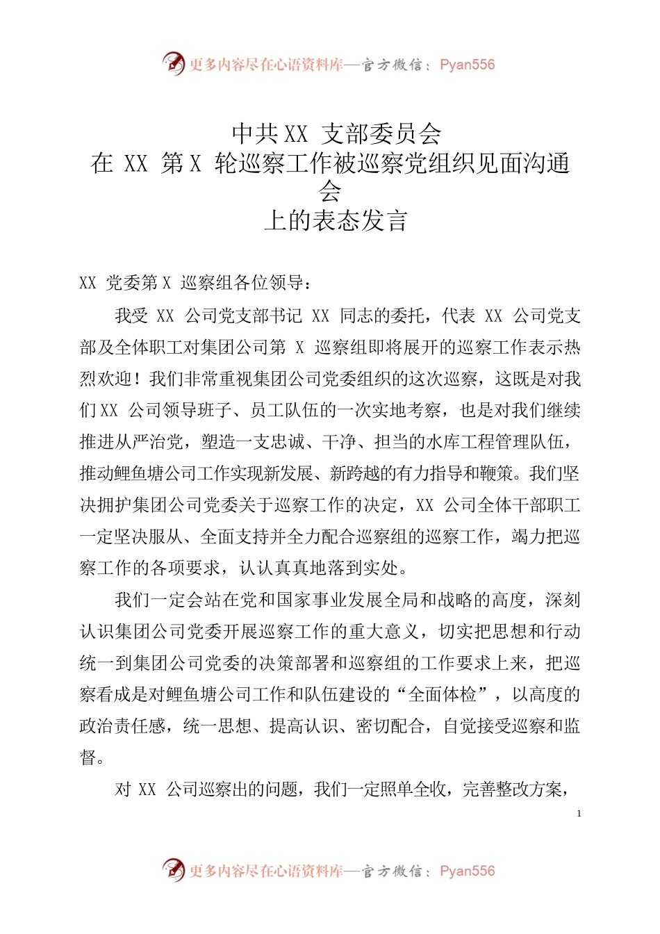 XX公司见面沟通会上的表态发言  .docx_第1页
