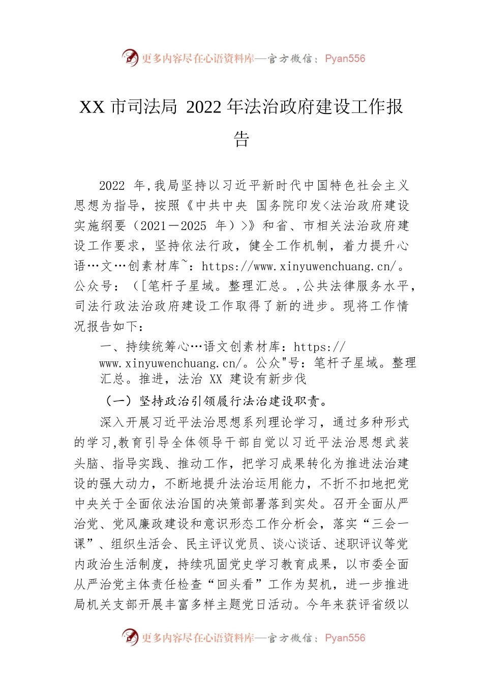 XX市司法局2022年法治政府建设工作报告（20221219）.docx_第1页