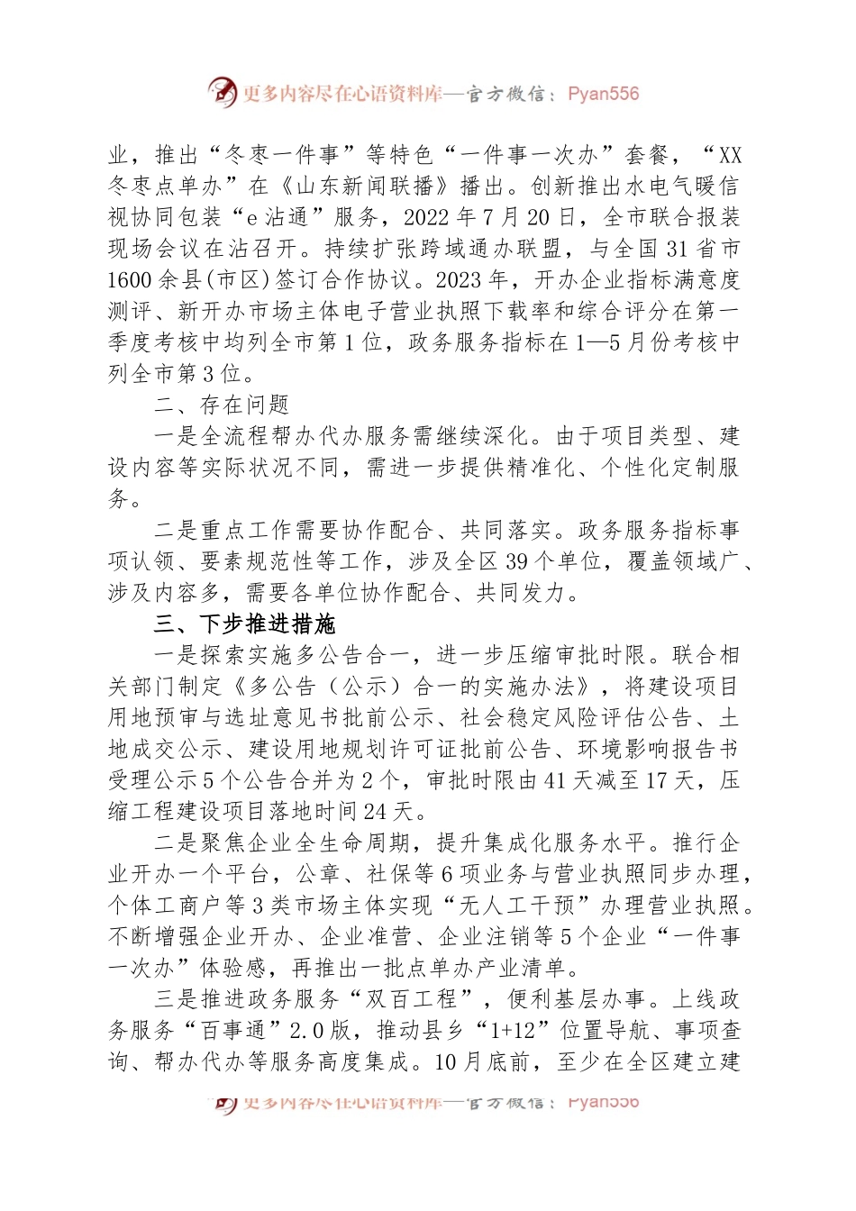 XX市XX区行政审批服务局2023年上半年工作进展情况报告.docx_第2页