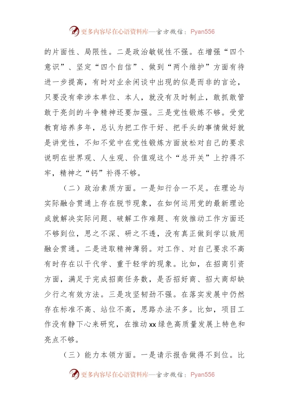 XX乡镇镇长主题教育民主生活会个人对照检查材料（素质能力、担当作为、检视剖析，发言提纲）.docx_第2页