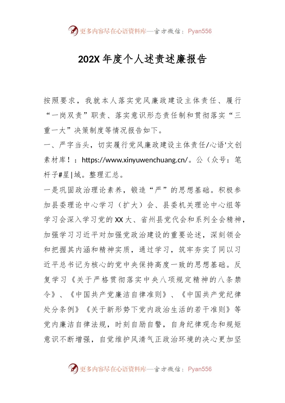 202X年个人述责述廉报告（二）.docx_第1页