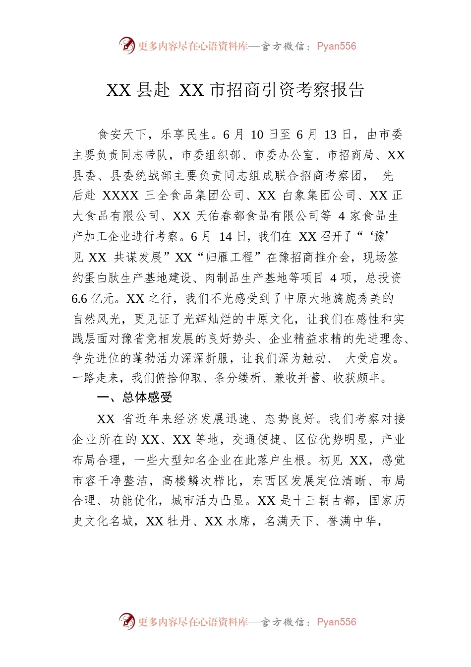 XX县赴XX市招商引资考察报告.docx_第1页