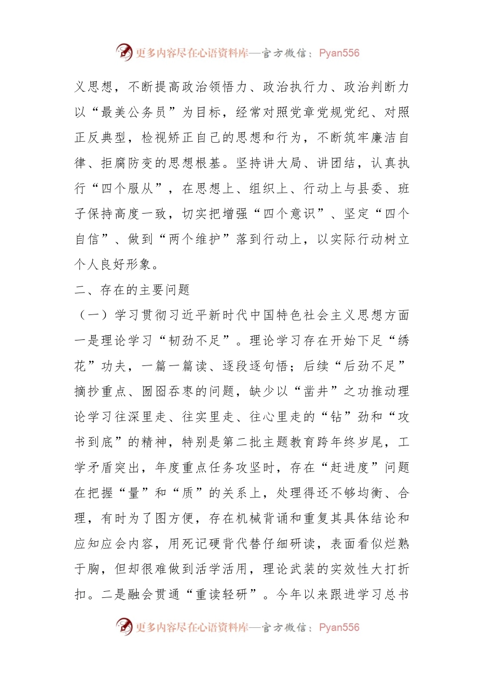 xx党组专题民主生活会个人发言稿提纲.docx_第2页