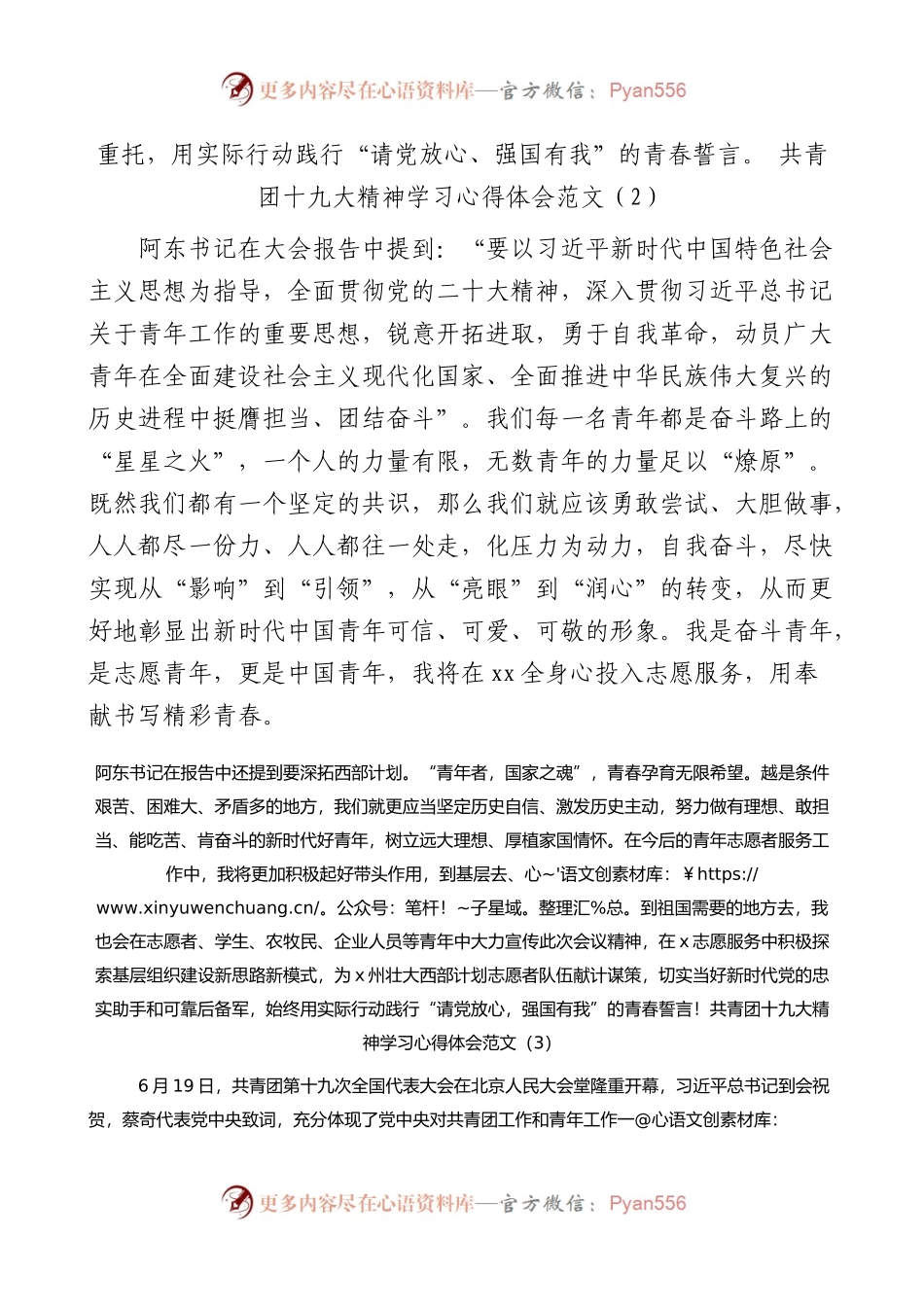 4篇共青团十九大精神学习心得体会研讨发言材料.docx_第2页