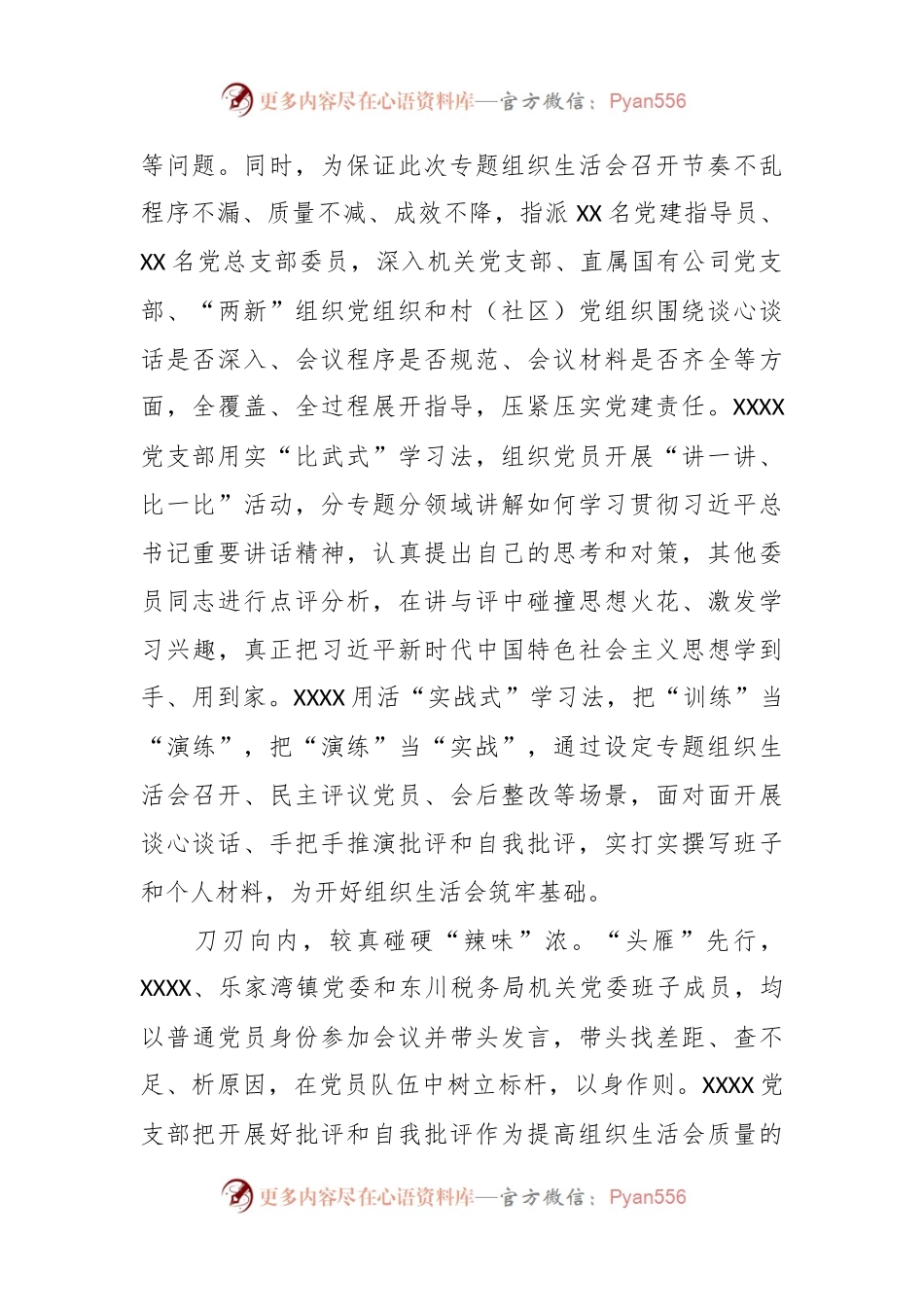 XXX基层党组织高标准开好主题教育专题组织生活会经验总结.docx_第2页