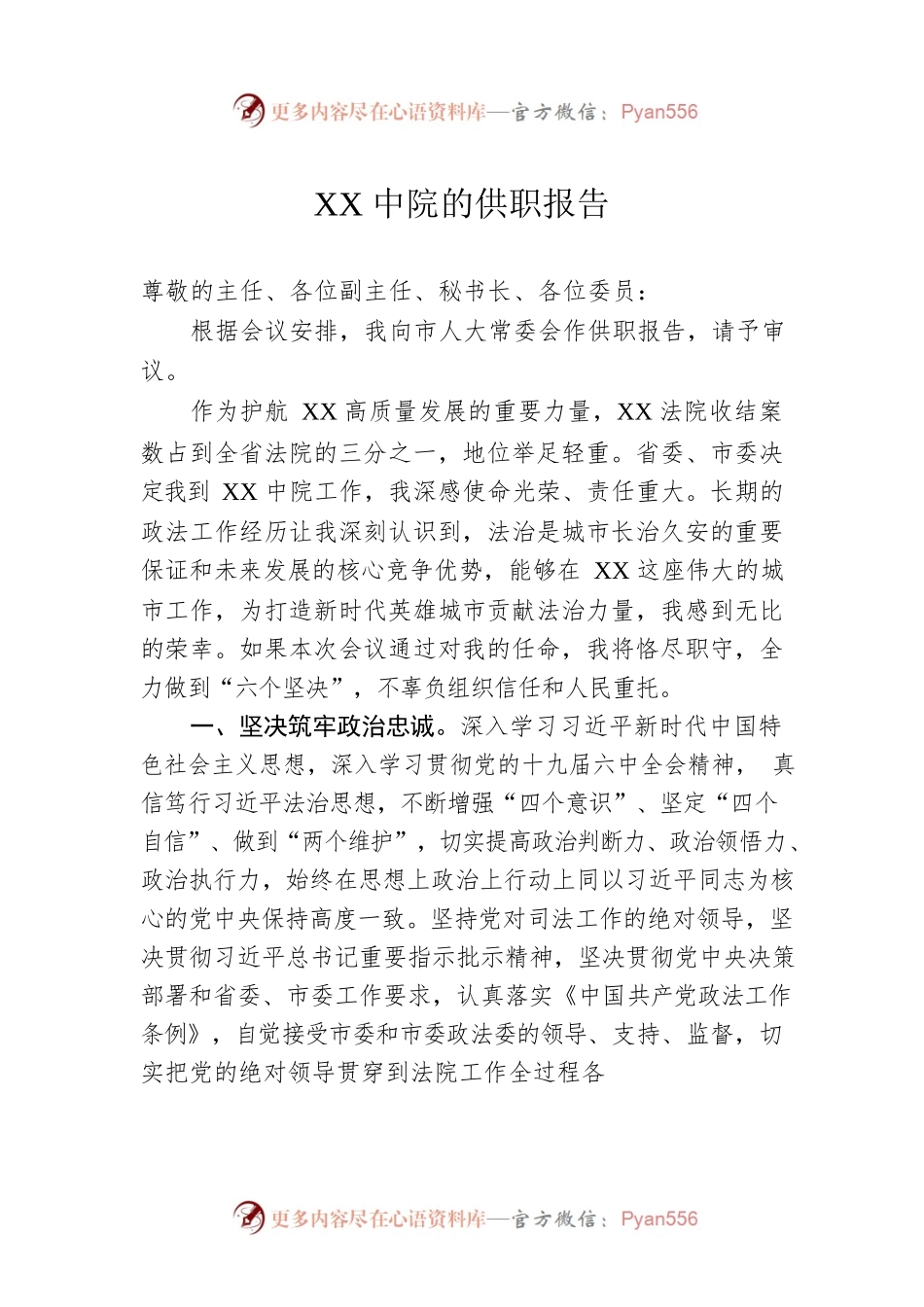 XX中院的供职报告.docx_第1页