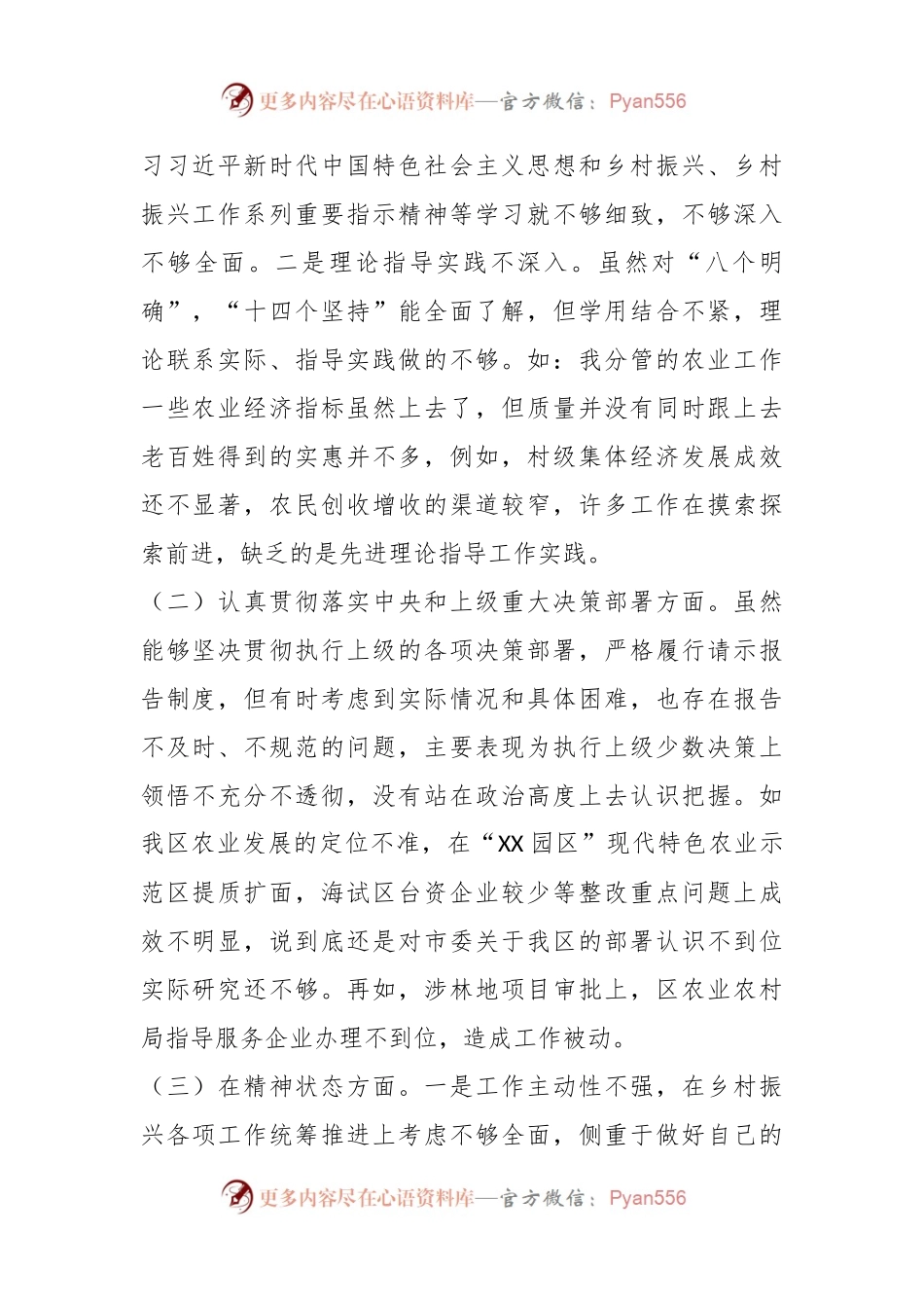 XX分管农业副区长落实市委巡察组反馈意见整改专题民主生活会发言提纲.docx_第2页