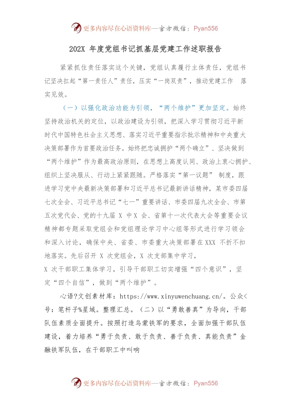 202X年度党组书记抓基层党建工作述职报告.docx_第1页