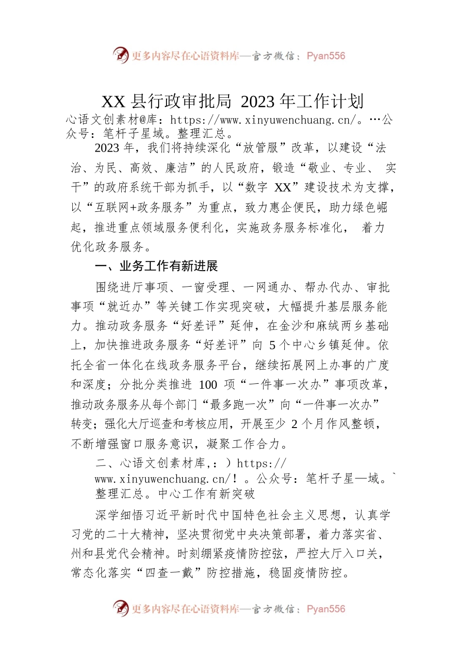 XX县行政审批局2023年工作计划.docx_第1页
