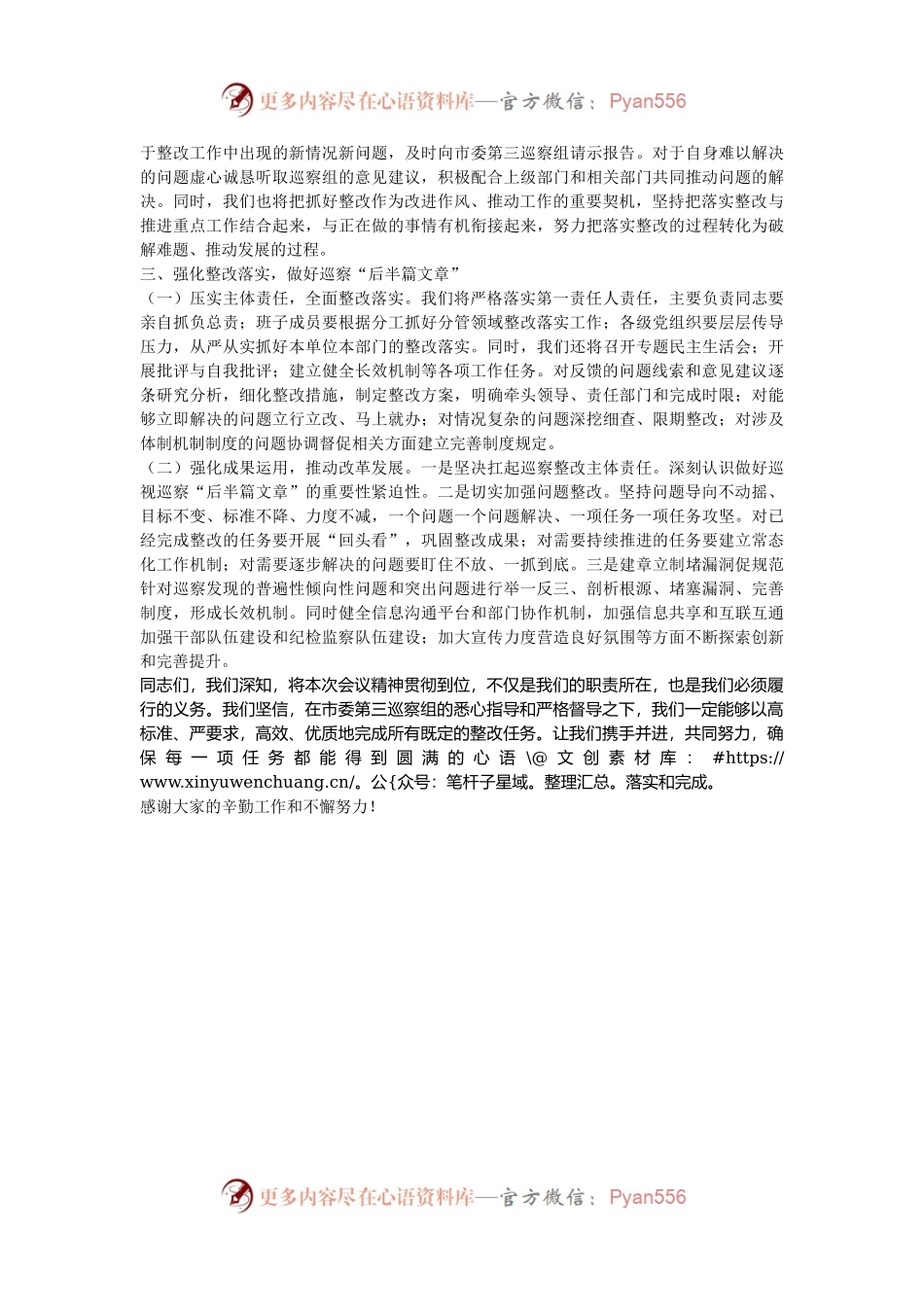 2024年被巡察单位巡察整改表态发言.docx_第2页