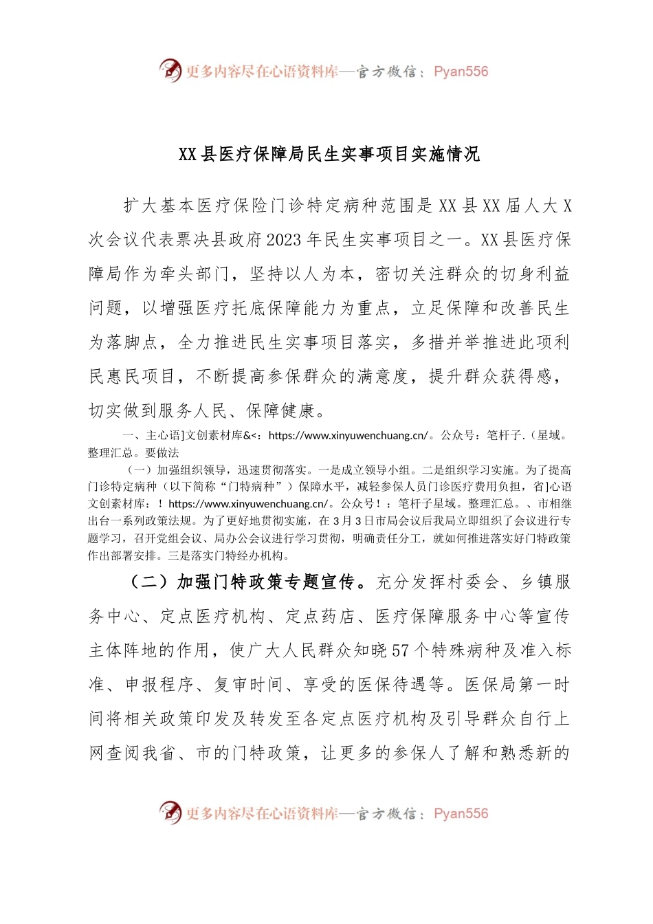 XX县医疗保障局民生实事项目实施情况.docx_第1页