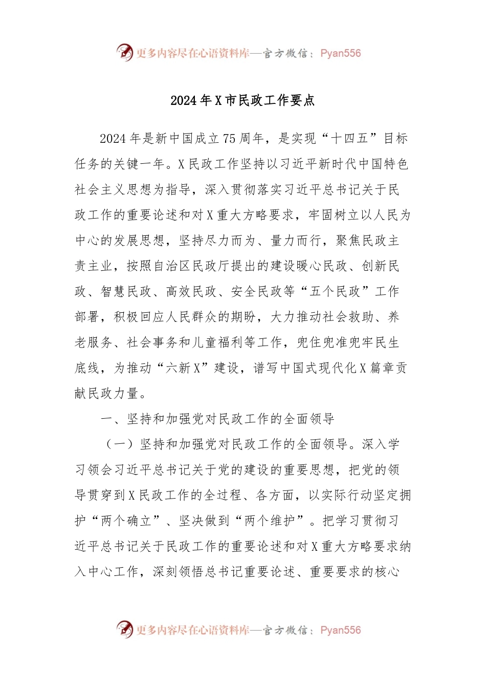 2024年X市民政工作要点.docx_第1页