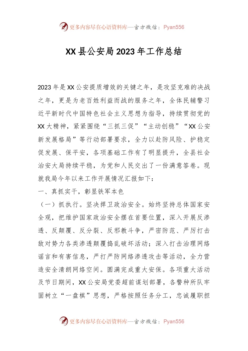 XX县公安局2023年工作 总结.docx_第1页