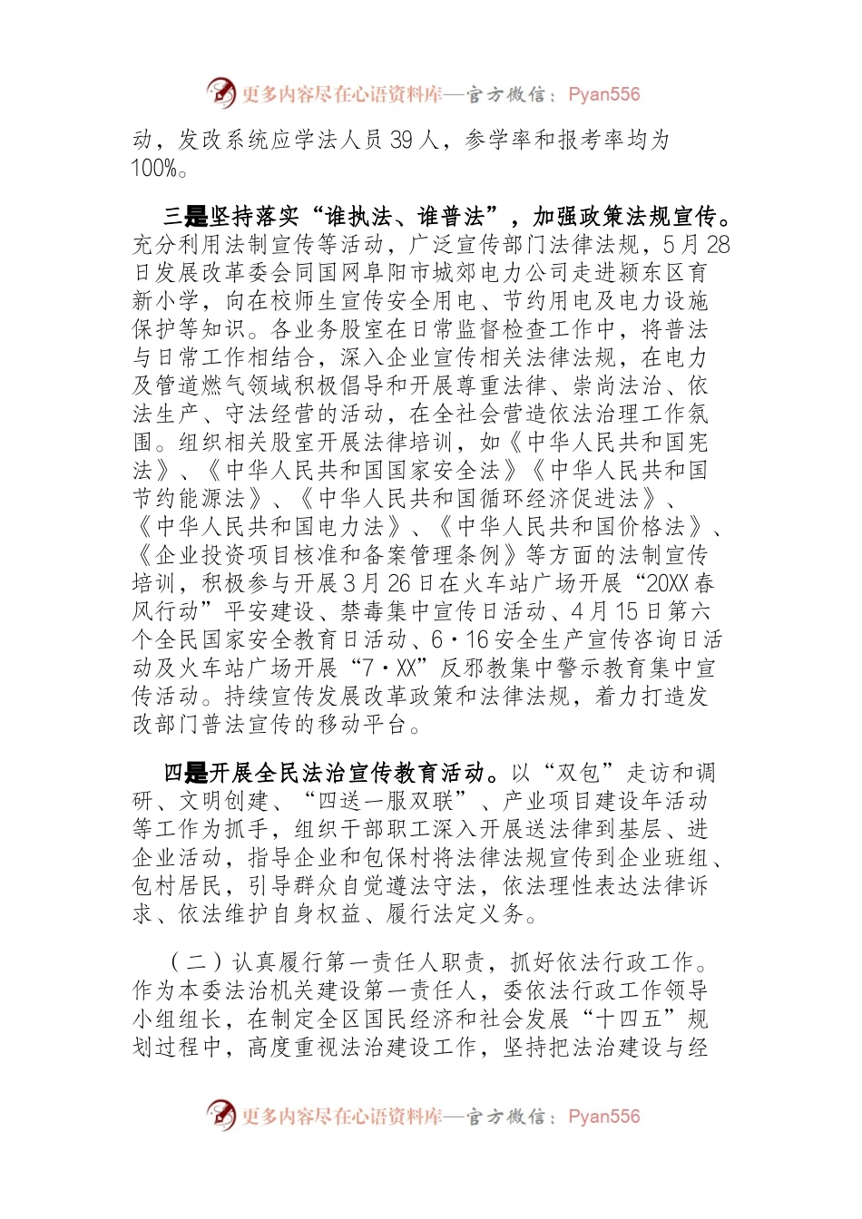 20XX年度党政主要负责人履行推进法治建设第一责任人及法治政府建设工作开展情况自查报告.docx_第2页