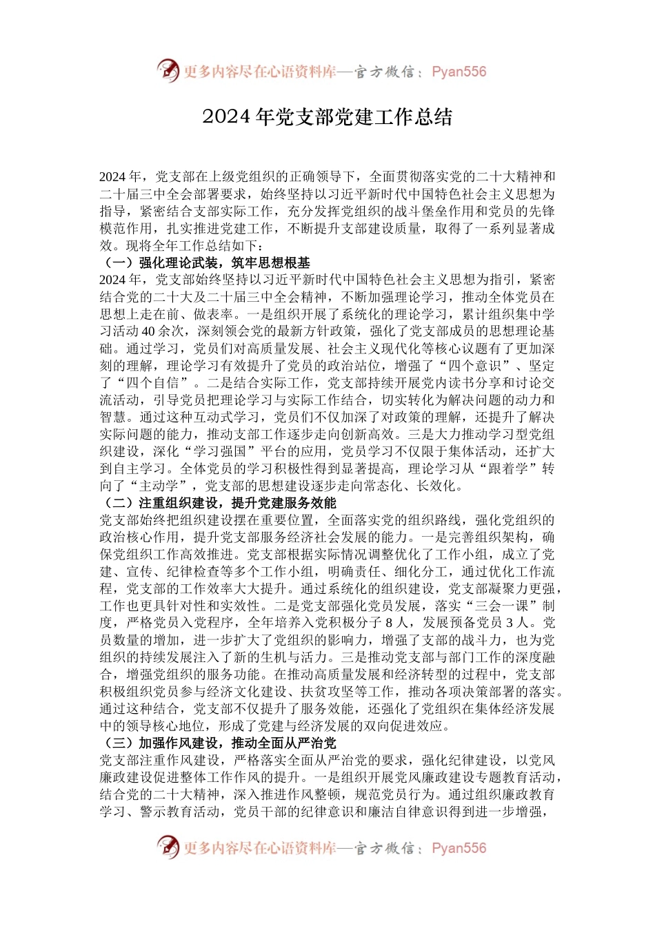 2024年党支部党建工作总结.docx_第1页