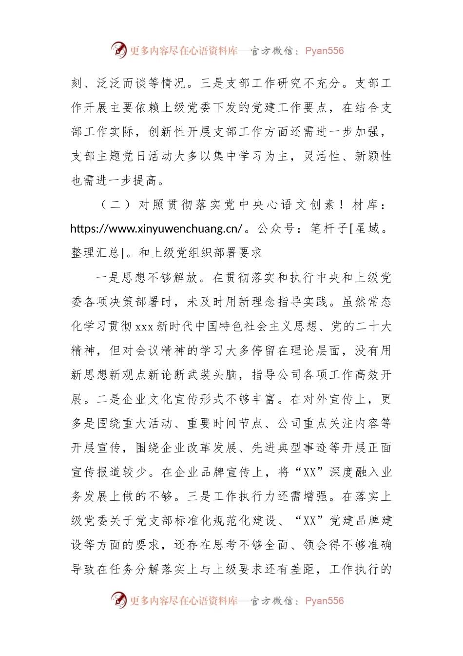 XX公司党支部委员会2022年度组织生活会对照检查材料.docx_第2页