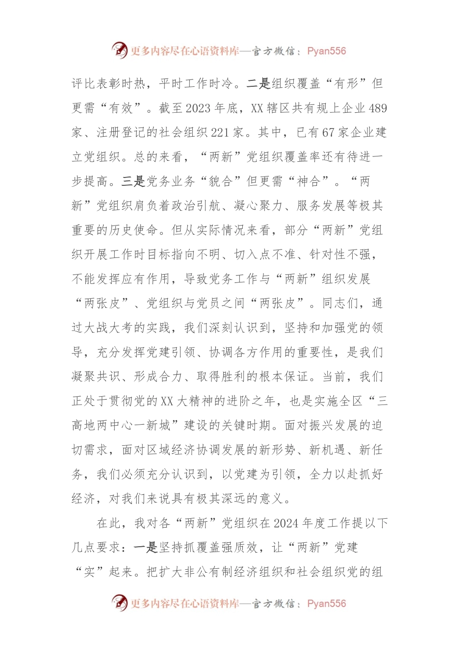 XX党工委2023年度“两新”党组织书记抓党建述职评议会议讲话提纲.docx_第2页