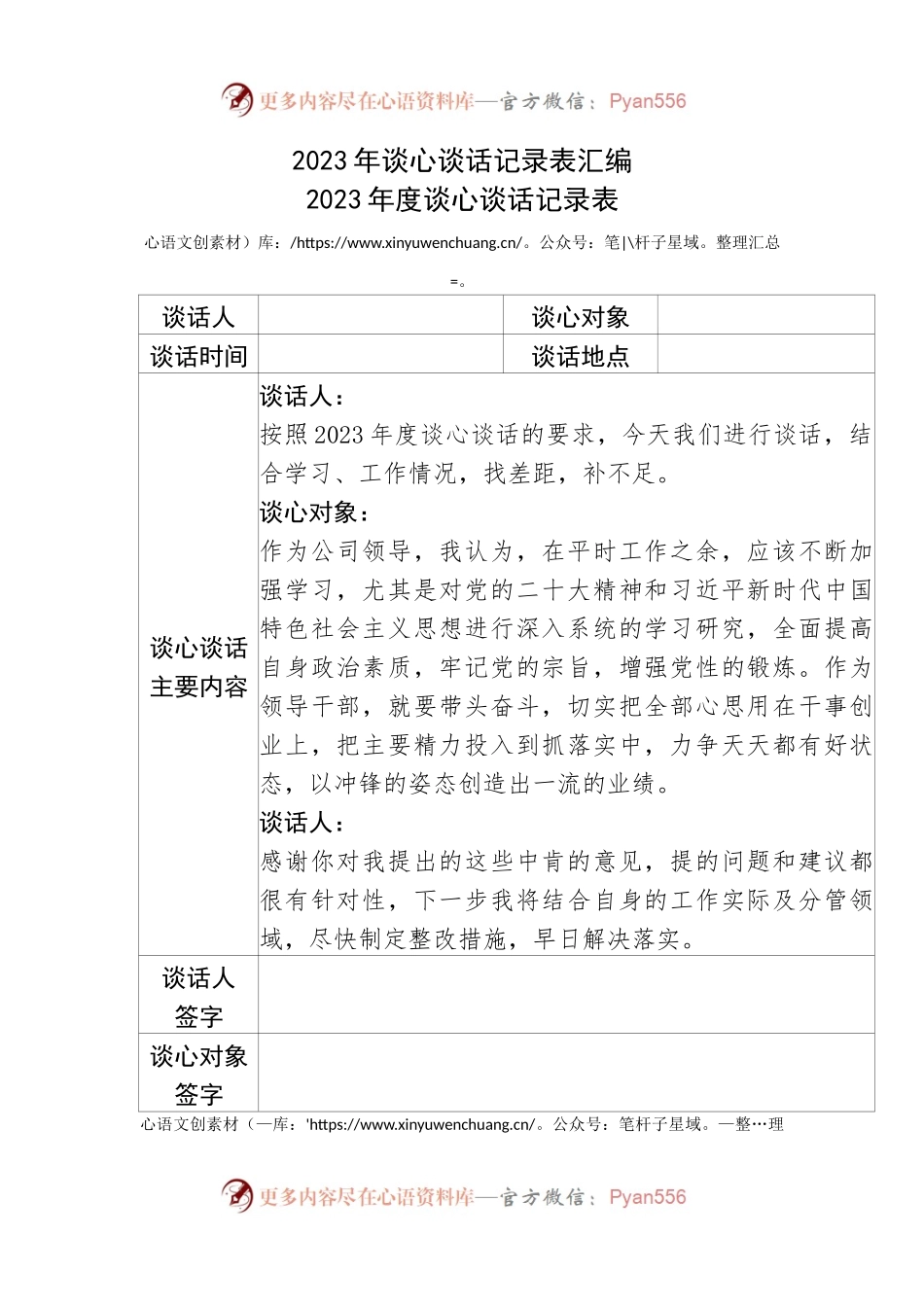 2023年谈心谈话记录表汇编.docx_第1页