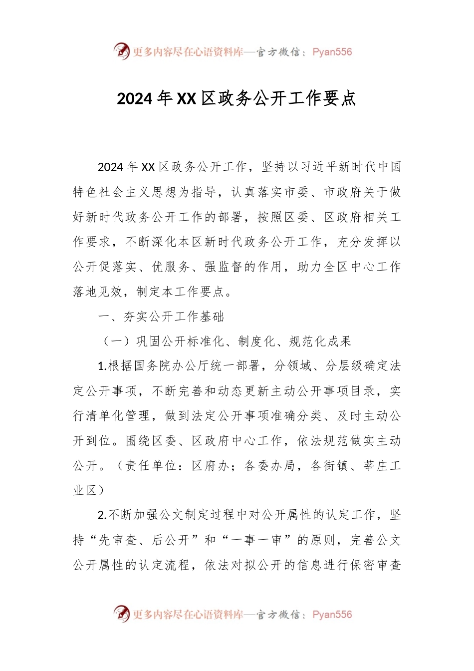 2024年XX区政务公开工作要点.docx_第1页