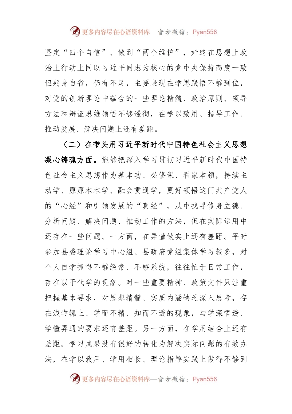 XX县委常委会2022年度民主生活会发言提纲.docx_第2页