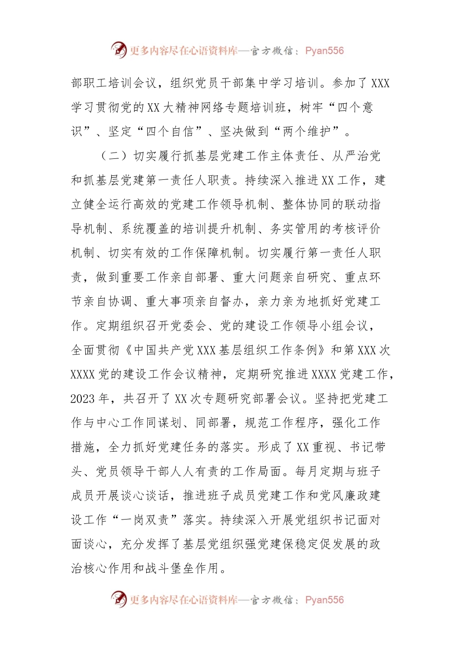 XX党支部（党总支）书记2023年度抓党建工作情况述职报告.docx_第2页