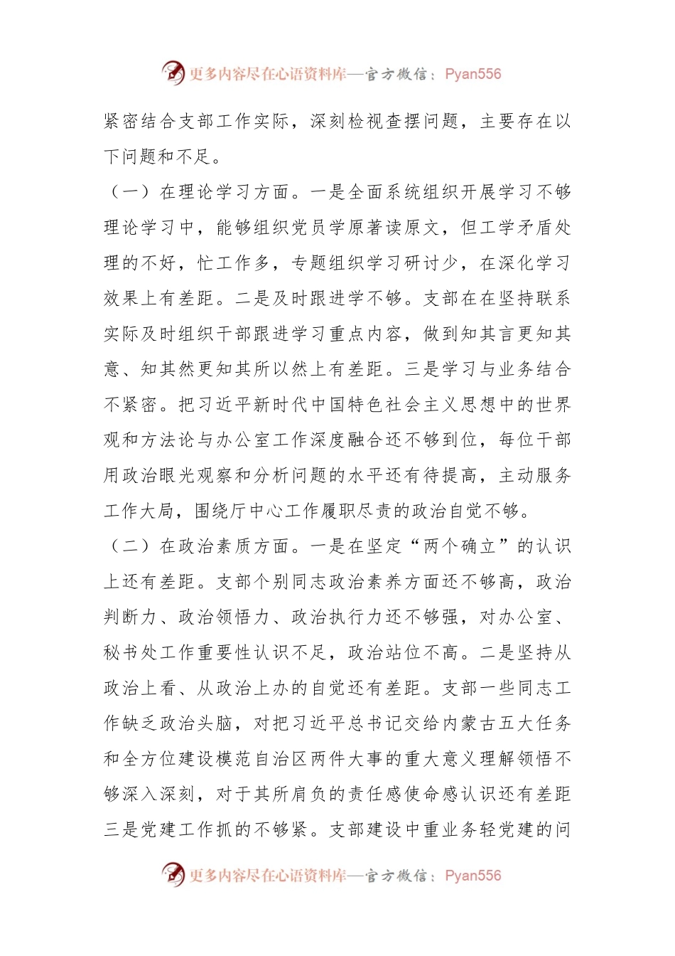 XXX支部主题教育专题组织生活会剖析材料.docx_第2页