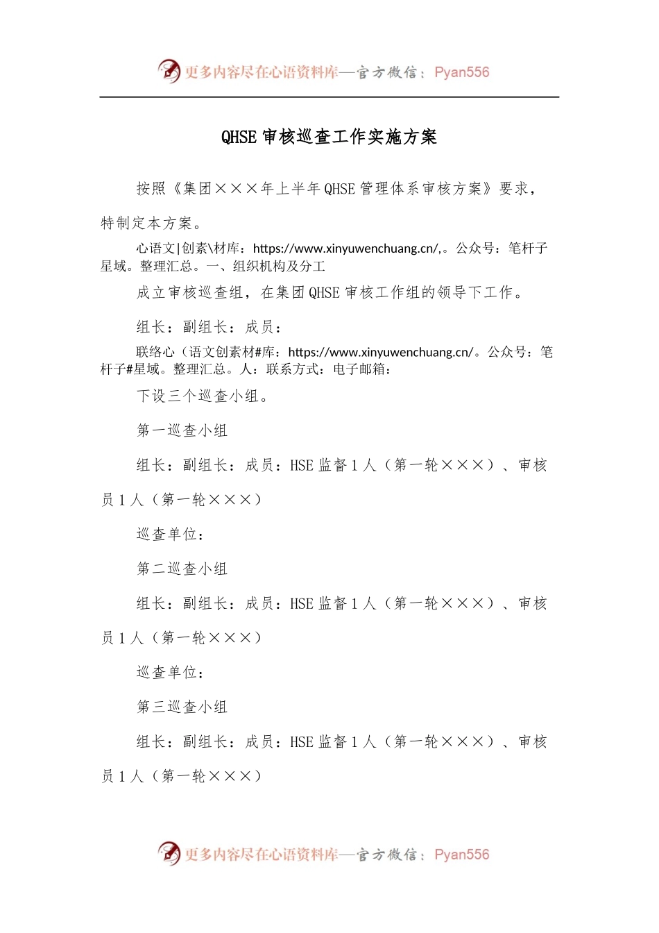 QHSE审核巡查工作实施方案.docx_第1页