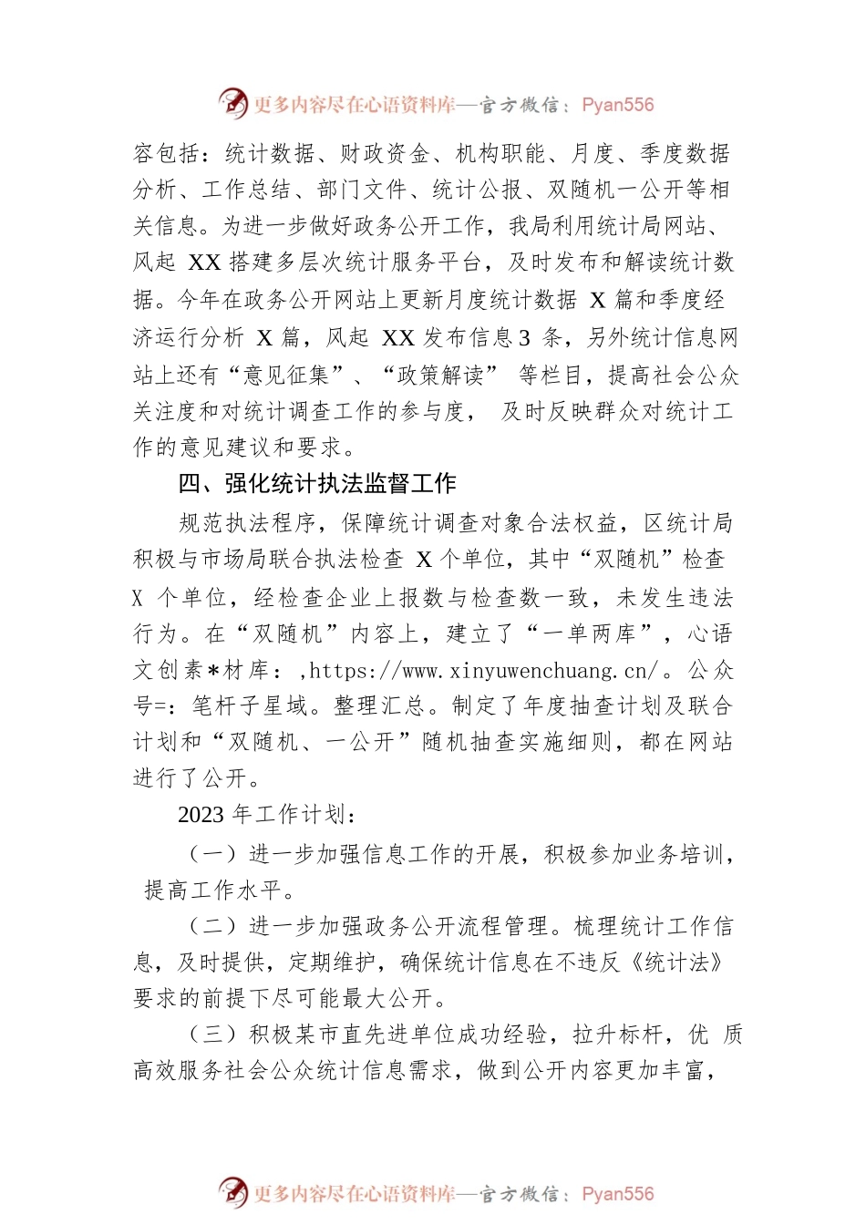 XX区统计局2022年政务公开工作总结及2023年工作计划.docx_第2页