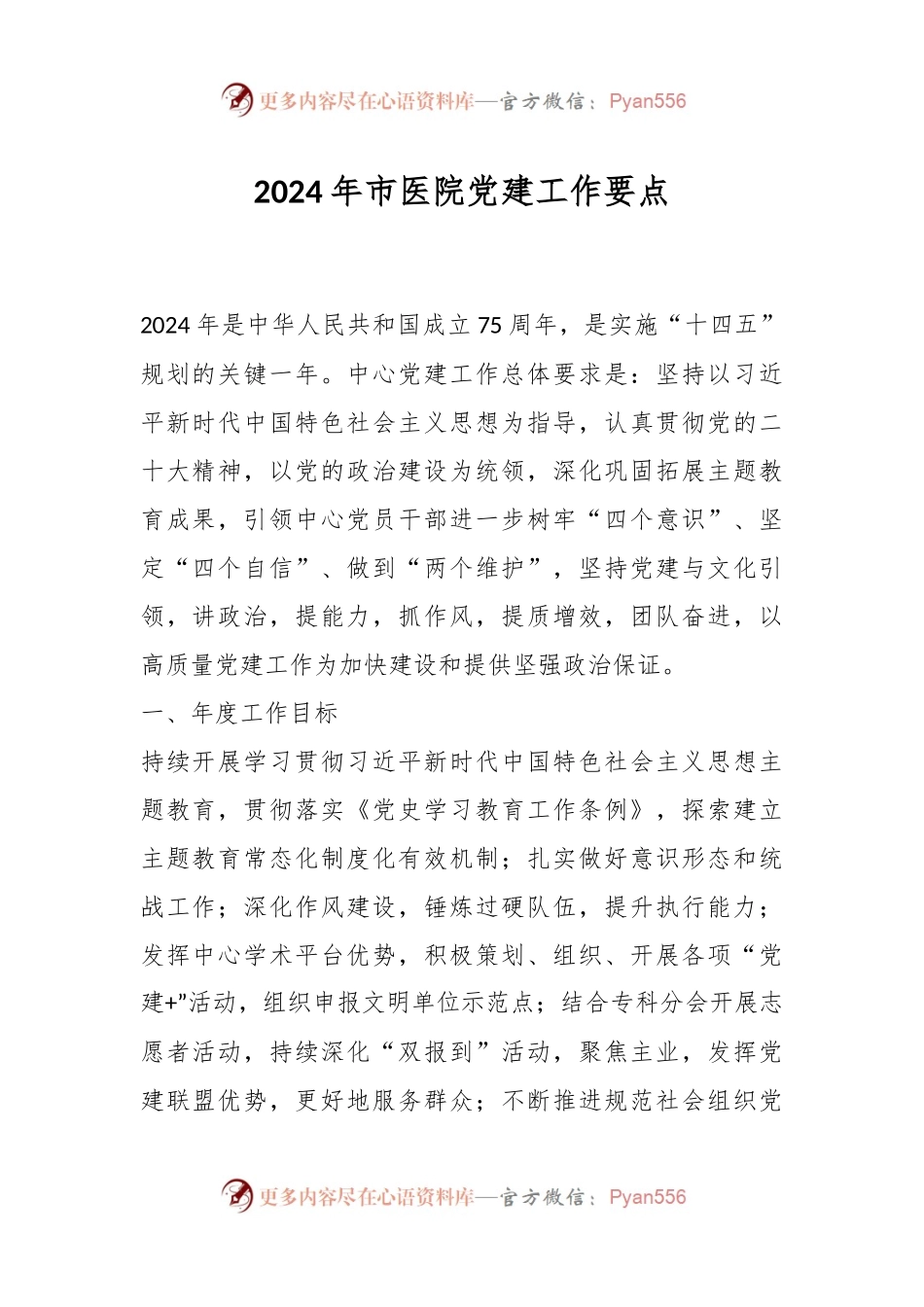 2024年市医院党建工作要点.docx_第1页