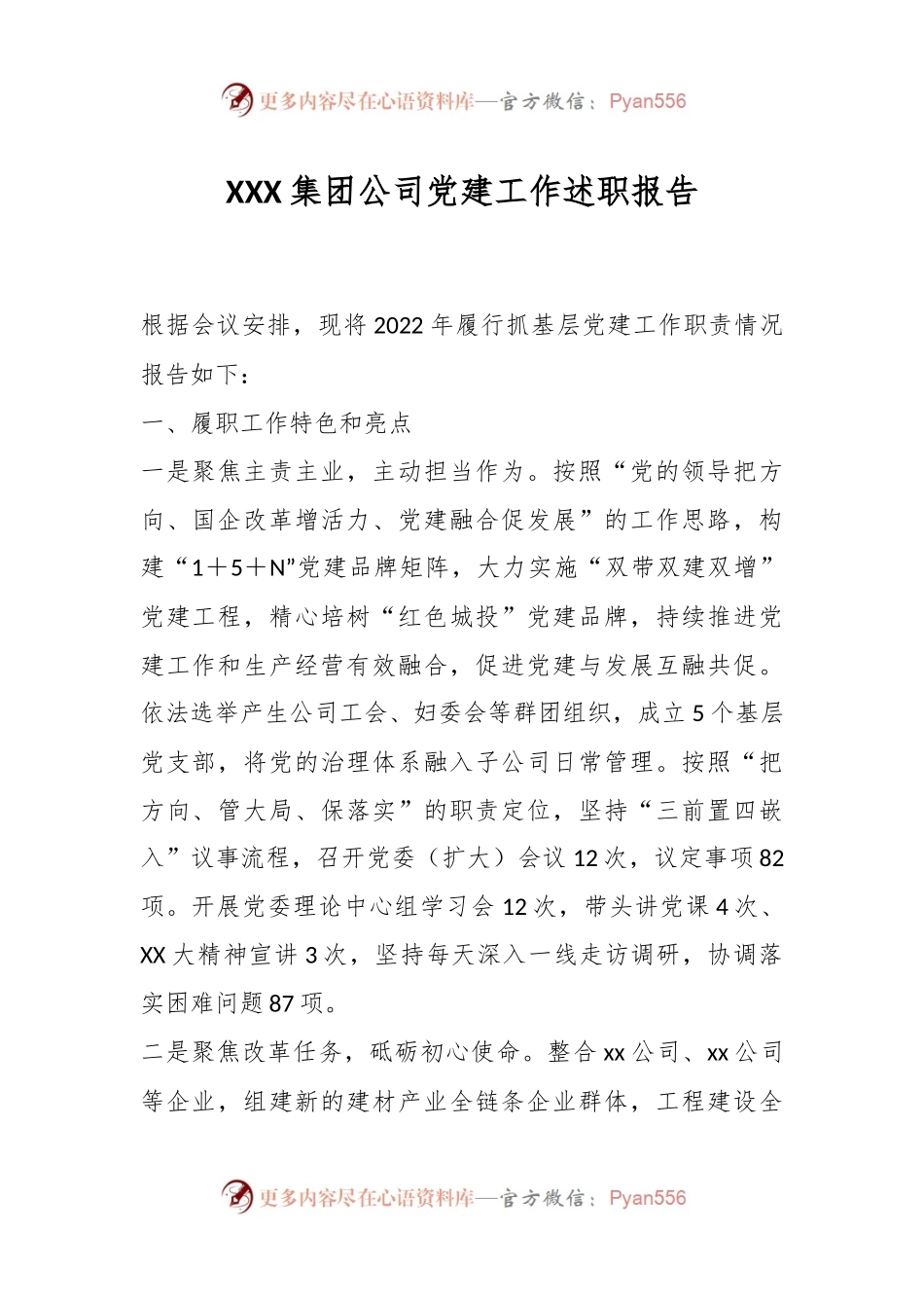 XXX集团公司党建工作述职报告.docx_第1页