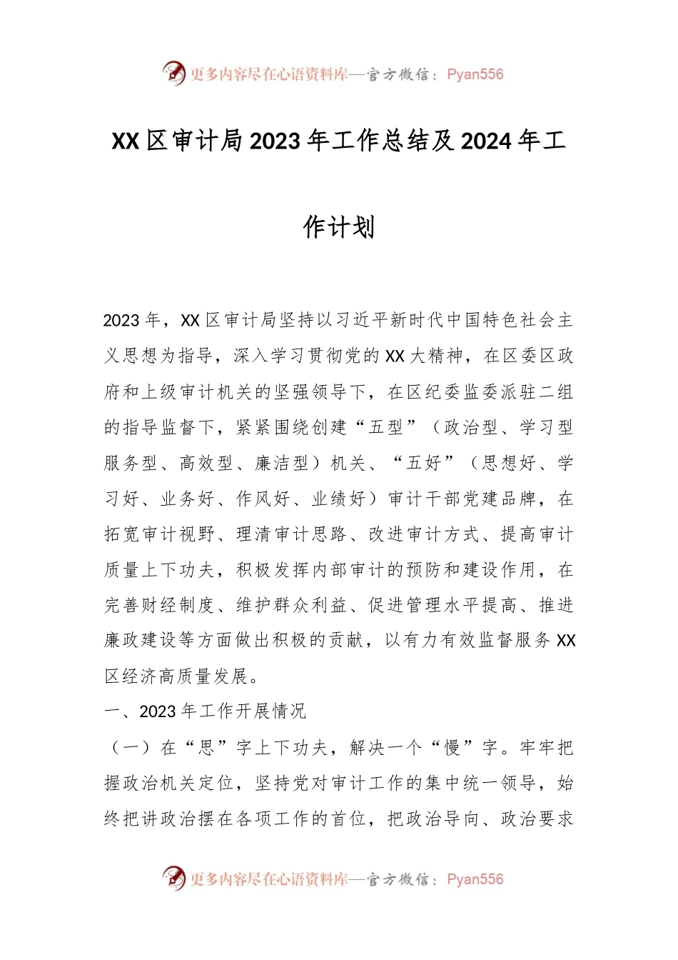 XX区审计局2023年工作总结及2024年工作计划.docx_第1页