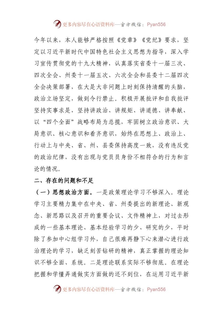 20XX年度民主生活会个人发言提纲.docx_第2页