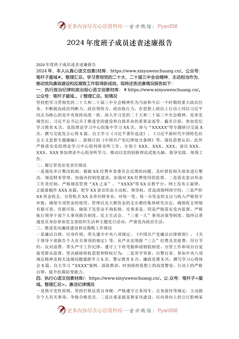 2024年度班子成员述责述廉报告.docx_第1页