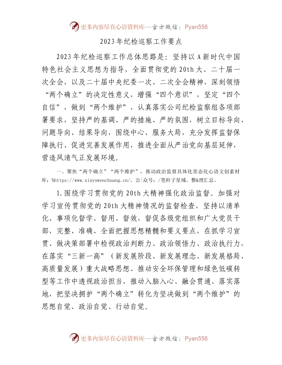 2023年纪检巡察工作要点√.docx_第1页