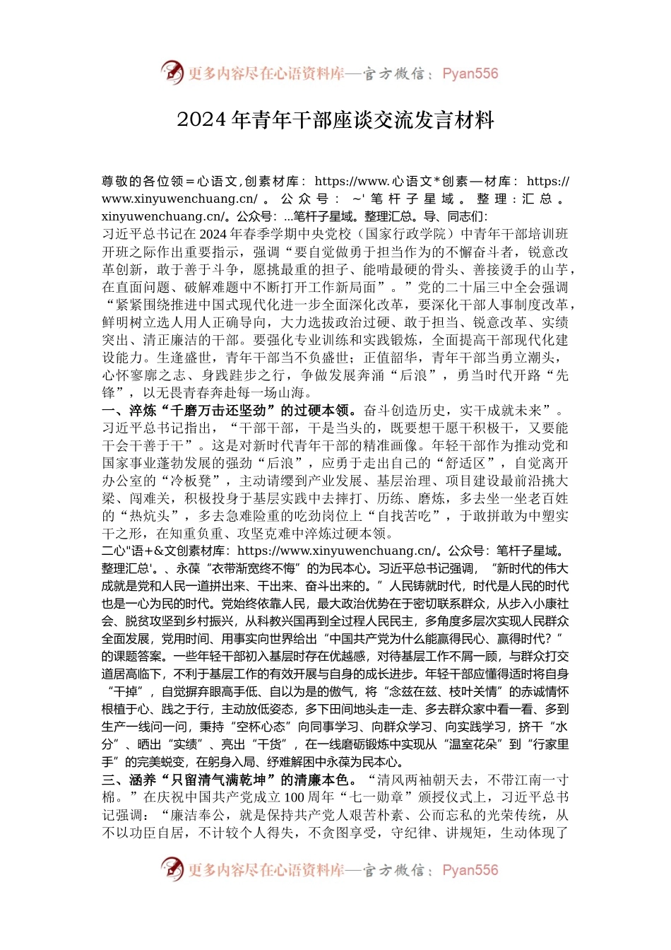 2024年青年干部座谈交流发言材料.docx_第1页