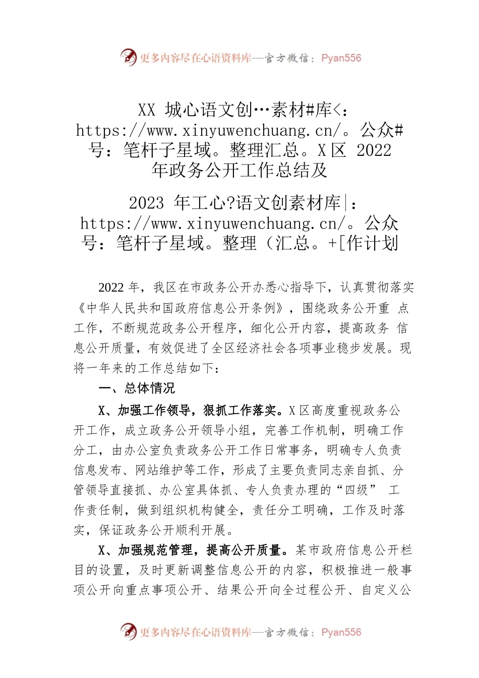 XX城经开区2022年政务公开工作总结及2023年工作计划.docx_第1页