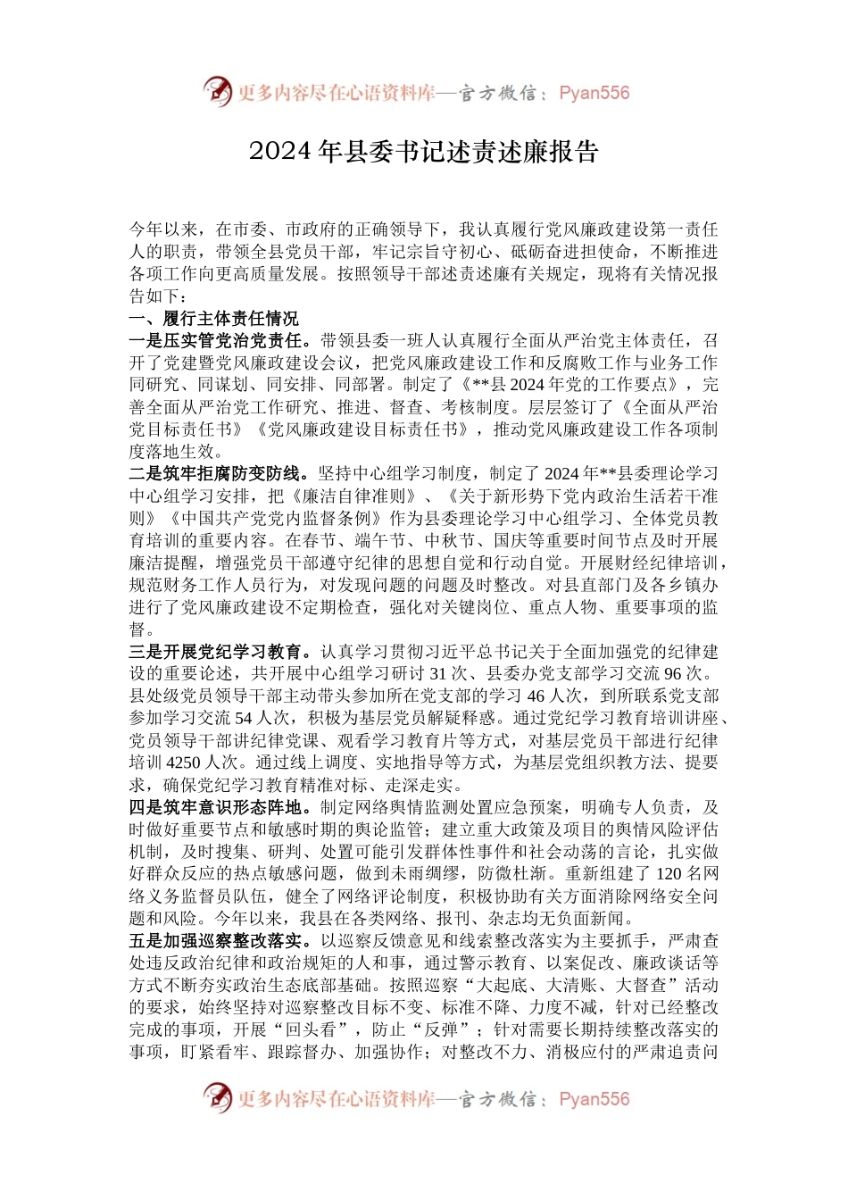 2024年县委书记述责述廉报告.docx_第1页