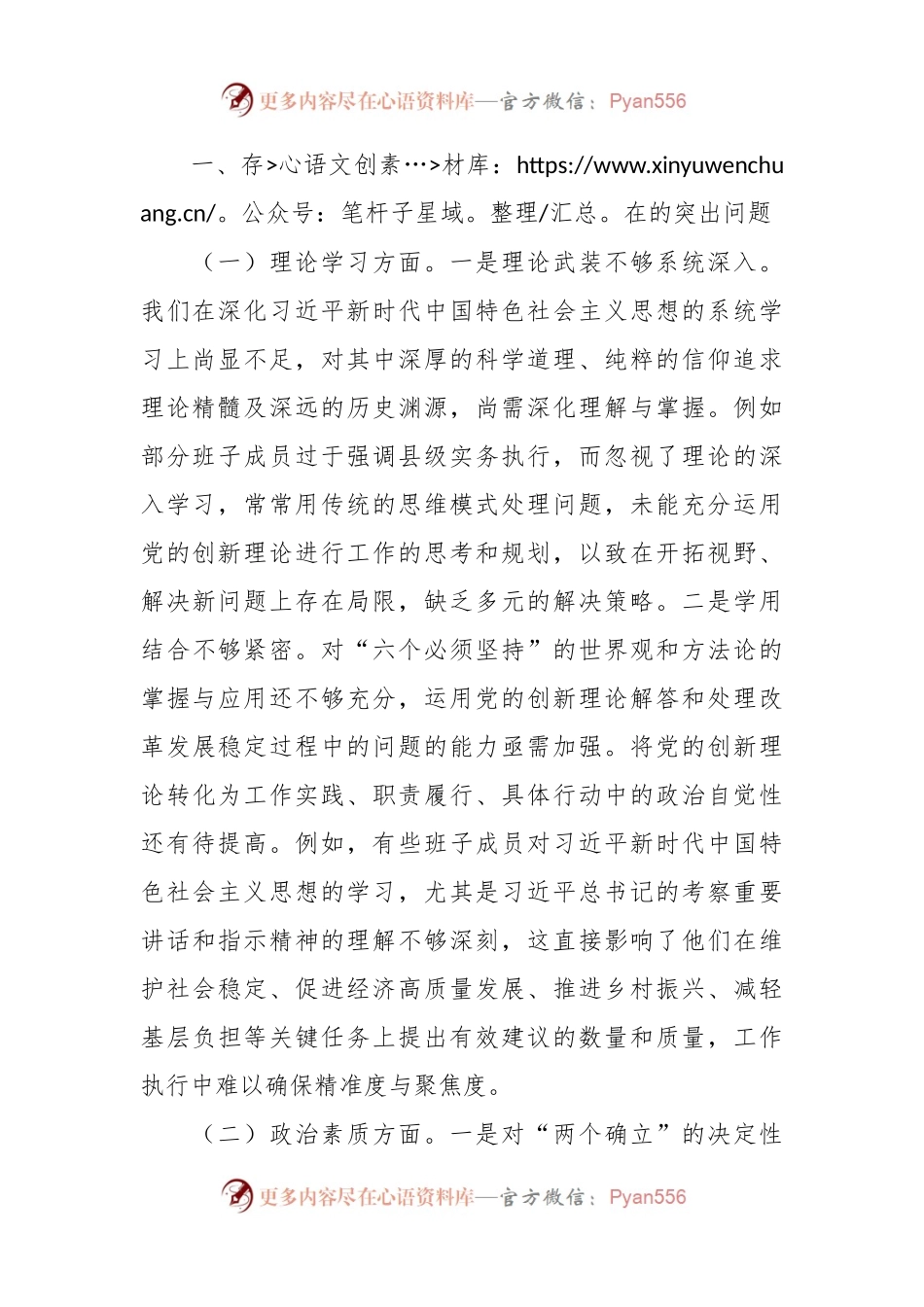 2023年度第二批主题教育专题民主生活会领导班子对照检查材料（2）.docx_第2页