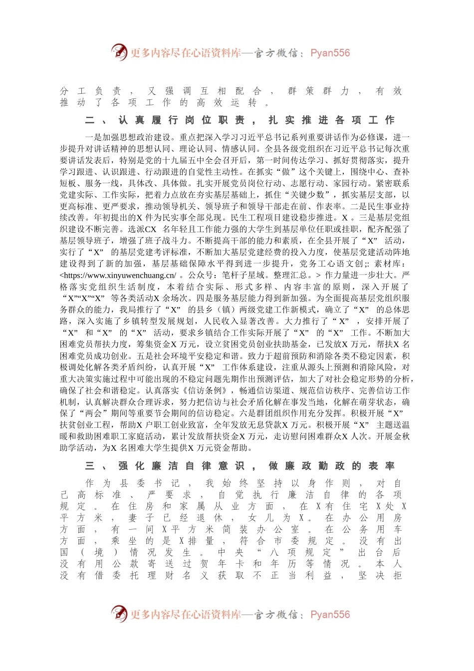 202X年度X县委书记述责述廉报告.docx_第2页