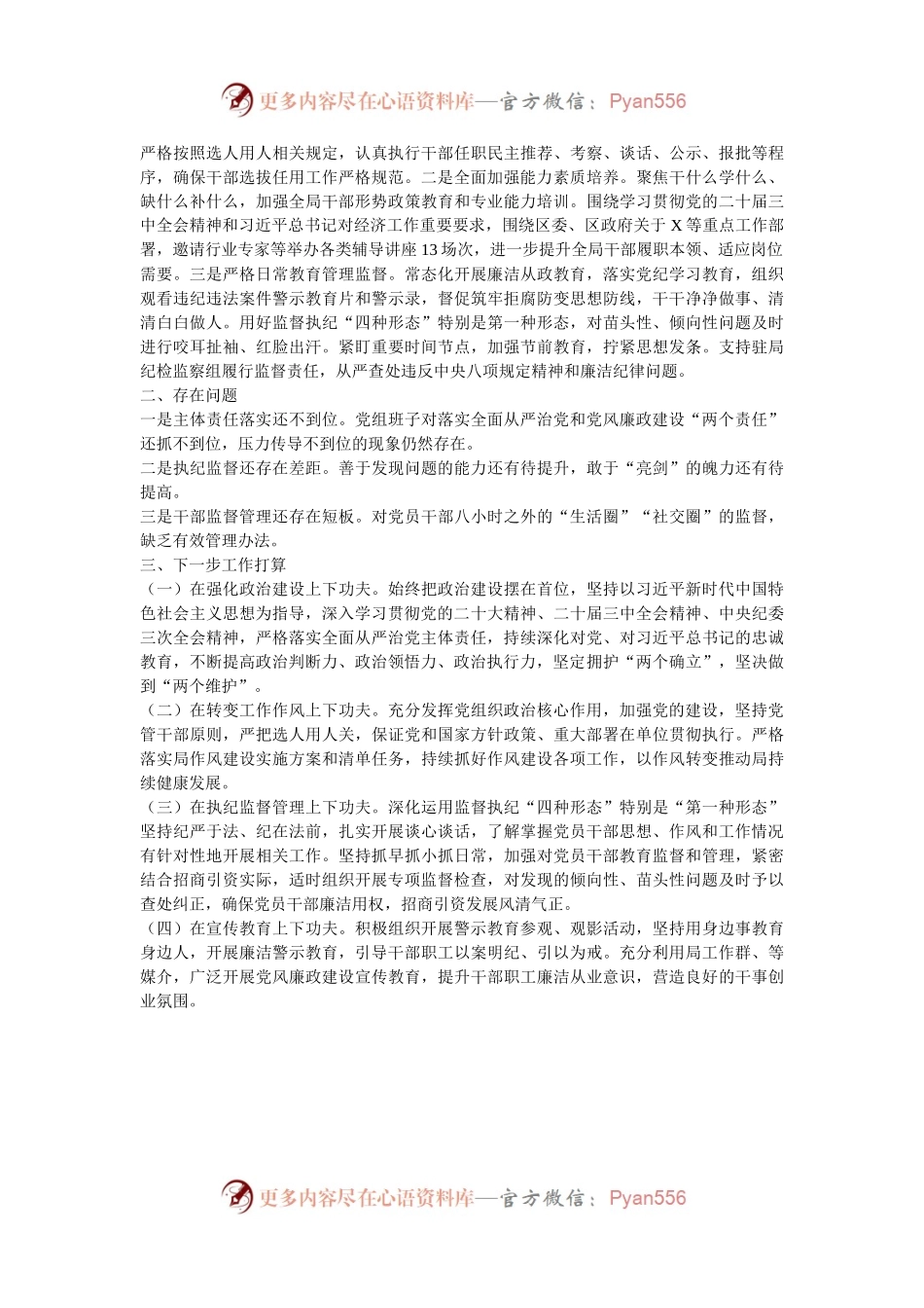 2024年度区局落实全面从严治党主体责任情况的报告.docx_第2页
