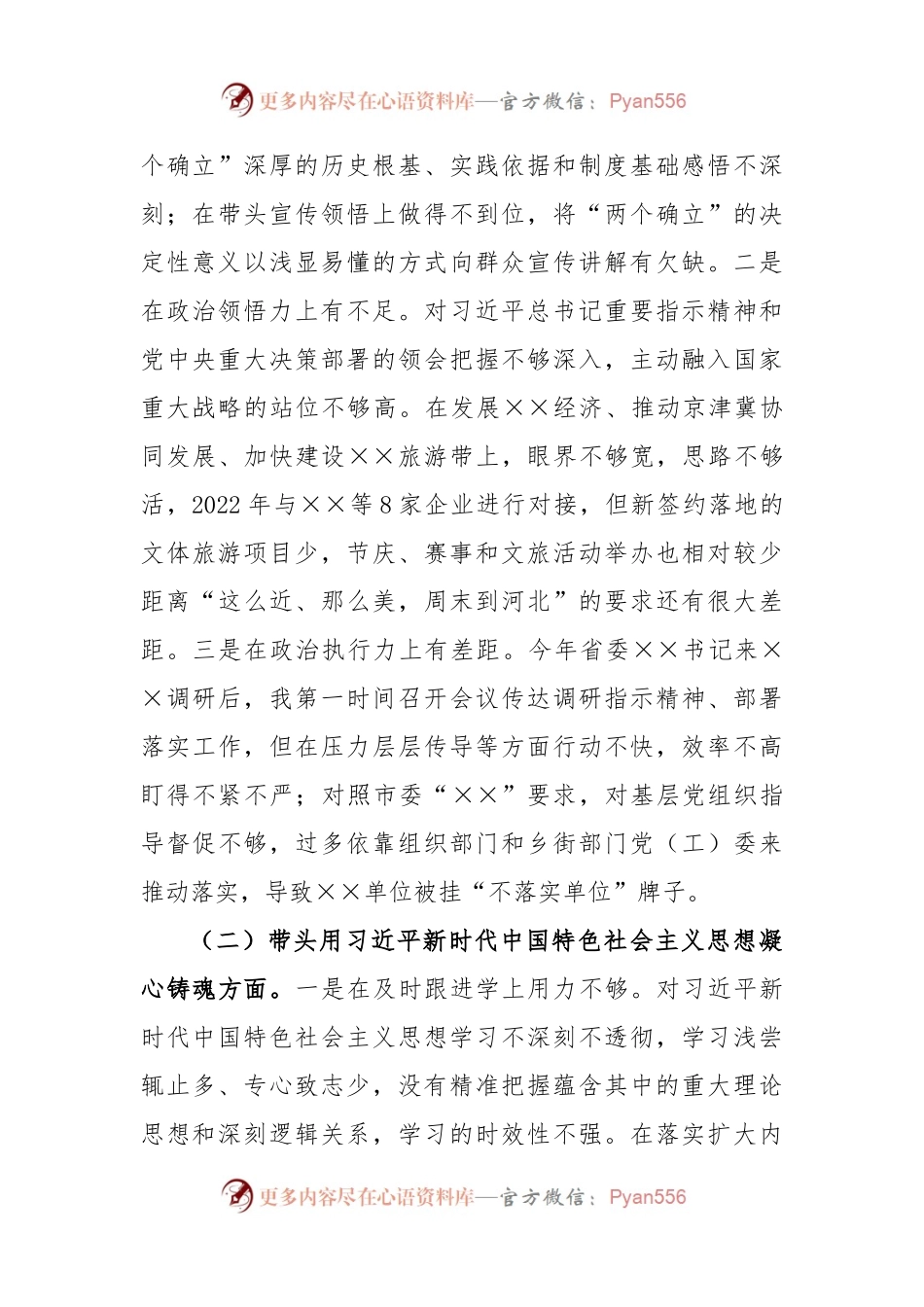 XX区委书记2022年度民主生活会个人对照检查材料.docx_第2页