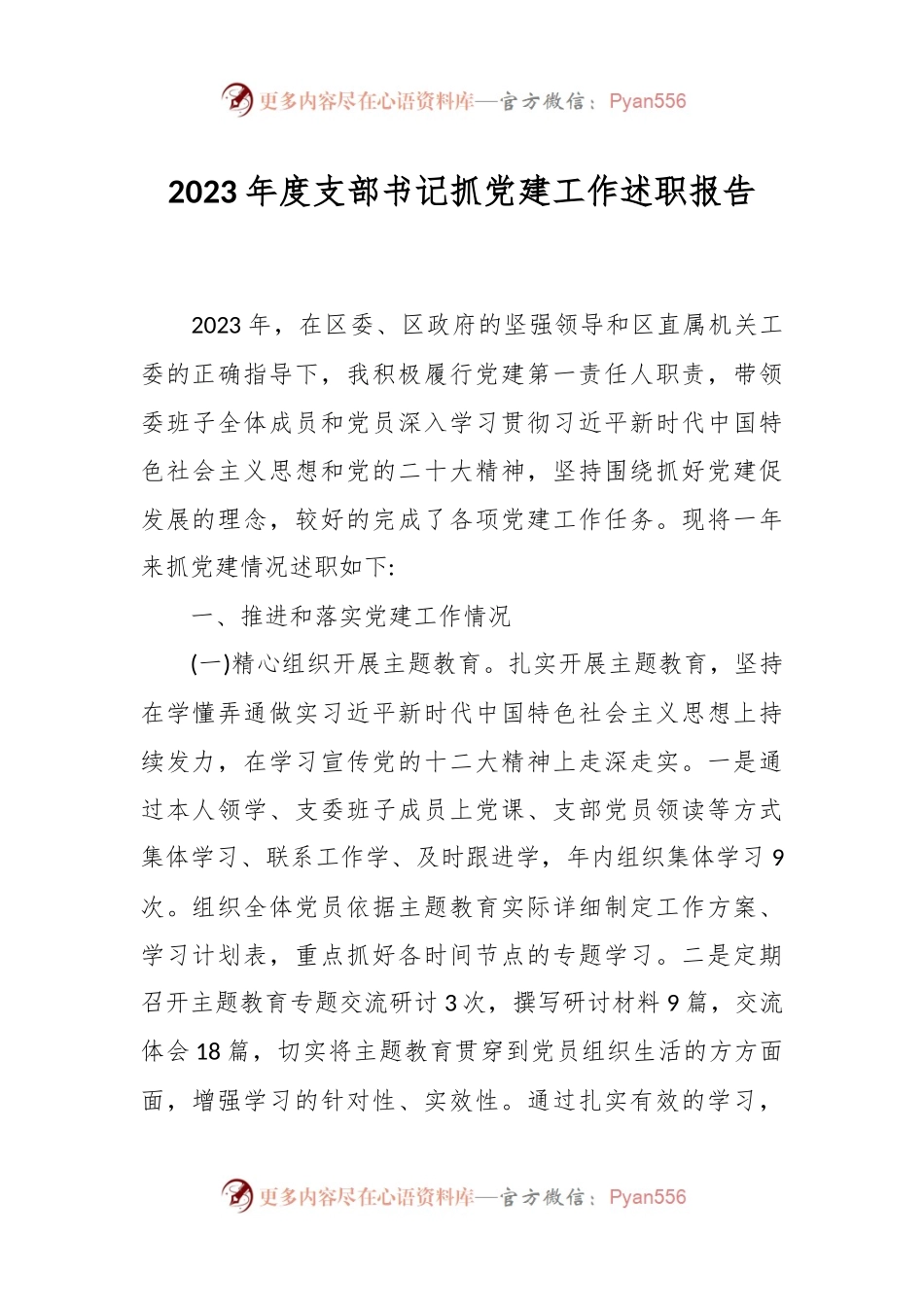 2023年度支部书记抓党建工作述职报告.docx_第1页