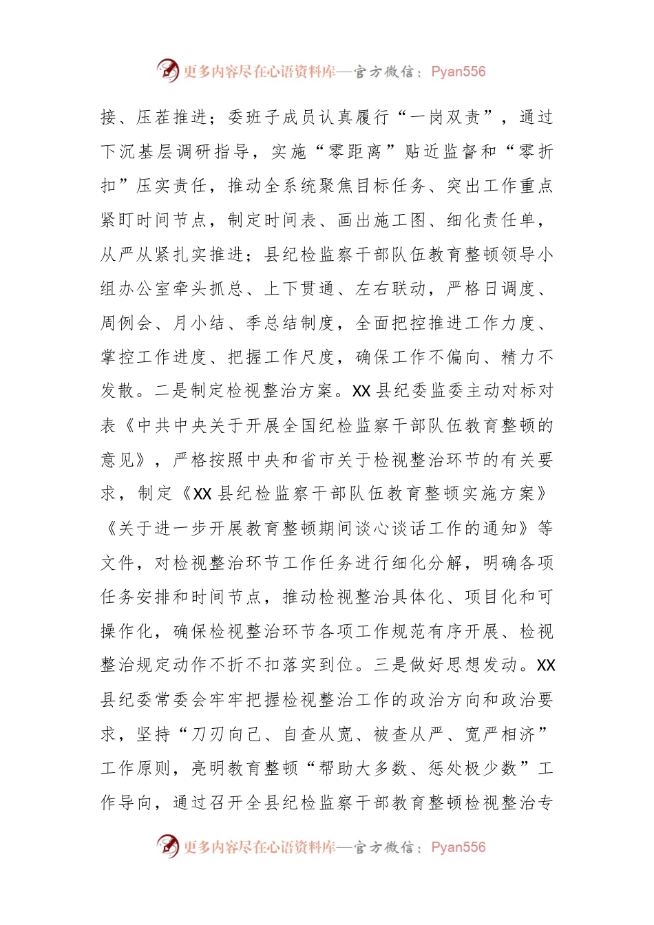 XX县纪检监察干部队伍教育整顿检视整治环节工作汇报.docx_第2页